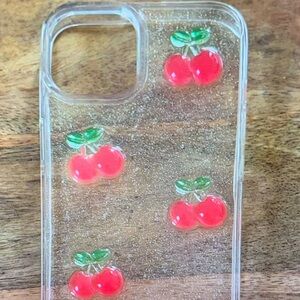 Case-Mate Clear Phone Case with Red Cherry Design